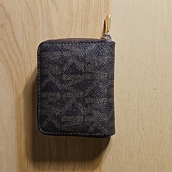 Michael Kors Brown Leather MK Monogram Wallet - Picture 2 of 4